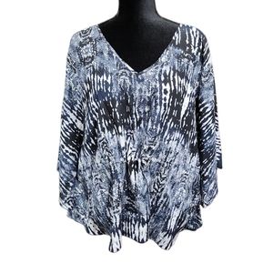 Romeo Juliet Couture Blue White Top Tunic Raglan Kimono Coverups Size M